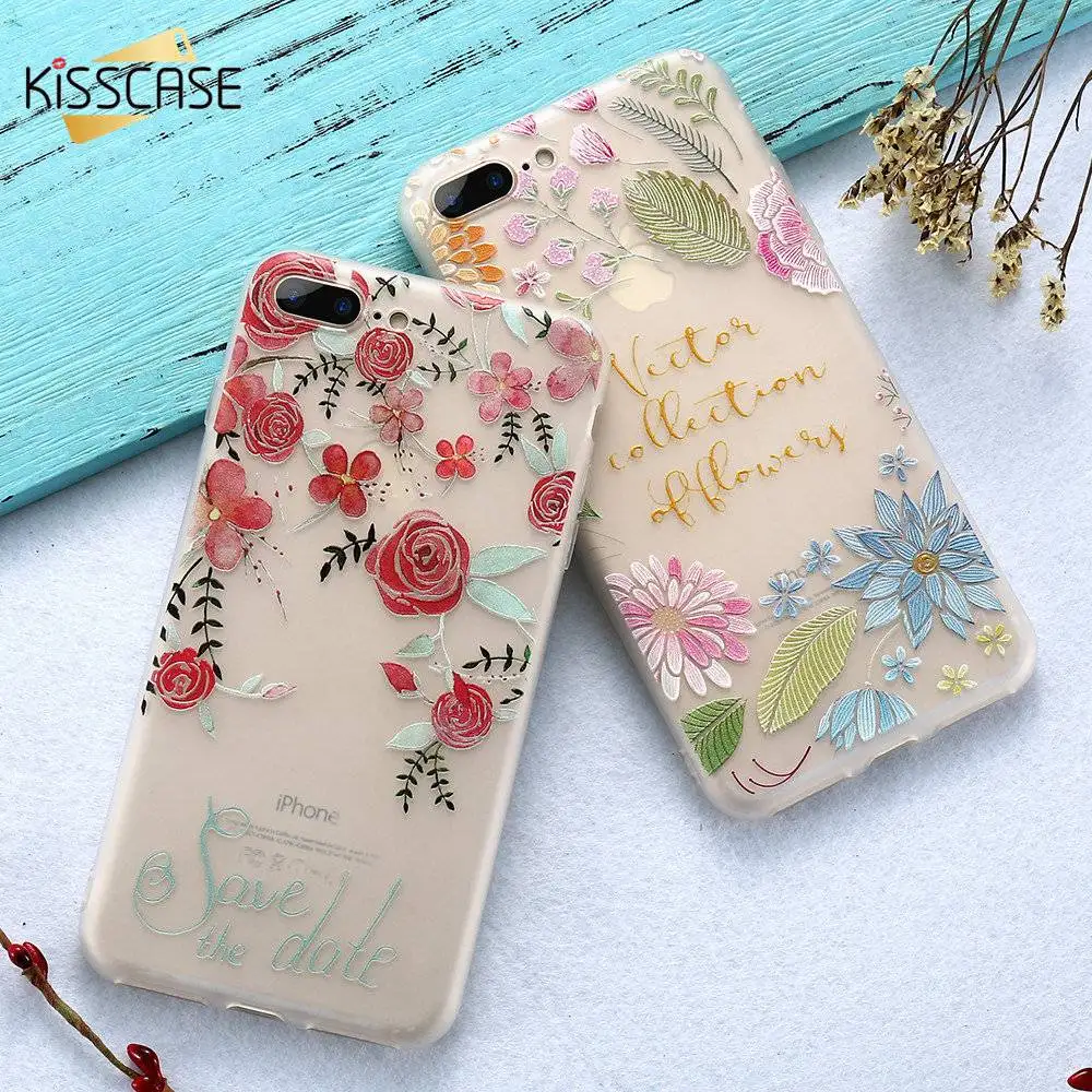 Kisscase Case девчушки чехол для телефона iPhone 5 5S SE x 3D цветок Чехол 6 7 8 6S Plus чехлы на