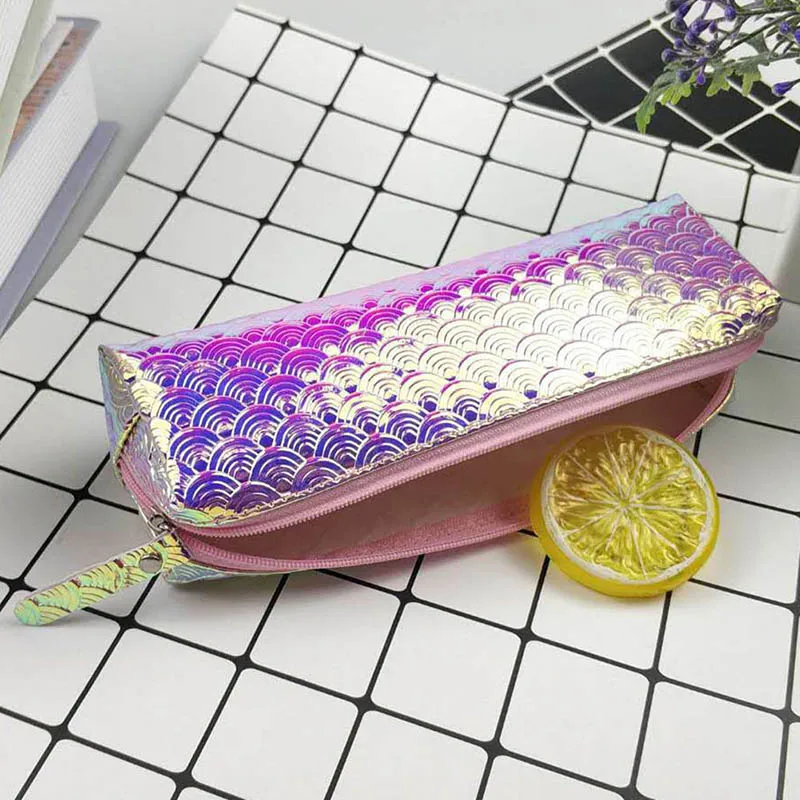 Чешуя Русалки пенал лазерной Блестящий Карандаш сумка Творческий Pencilcase для подарок для девочек Kawaii набор канцелярских принадлежностей