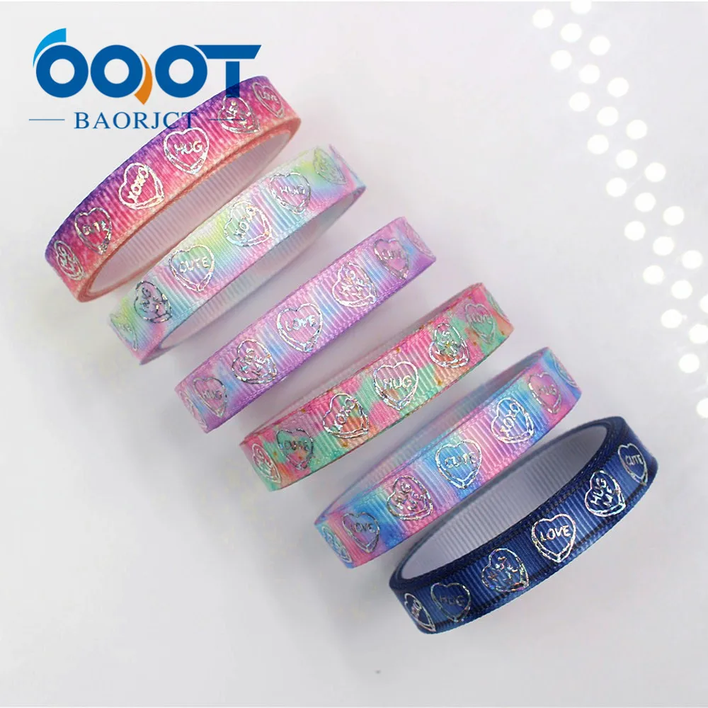 OOOT BAORJCT G 18609 379 10 мм ярдов лазерная серебряная в форме сердца с принтом love корсажная лента сделай сам головной