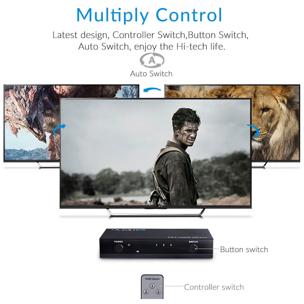 Unnlink HDMI 3 порта переключатель в 1 выход 4 1080P 4K адаптер для XBOX One 360 PS4 Smart LED TV MI Box