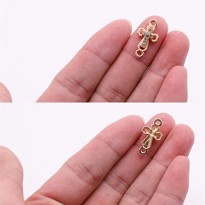 10pcs Style 11 10 шт золотые шармы-соединители в форме Креста, стразы, соединители для животных, компоненты для изготовления ювелирных изделий DIY, цена - Цвет: 10pcs Style 11
