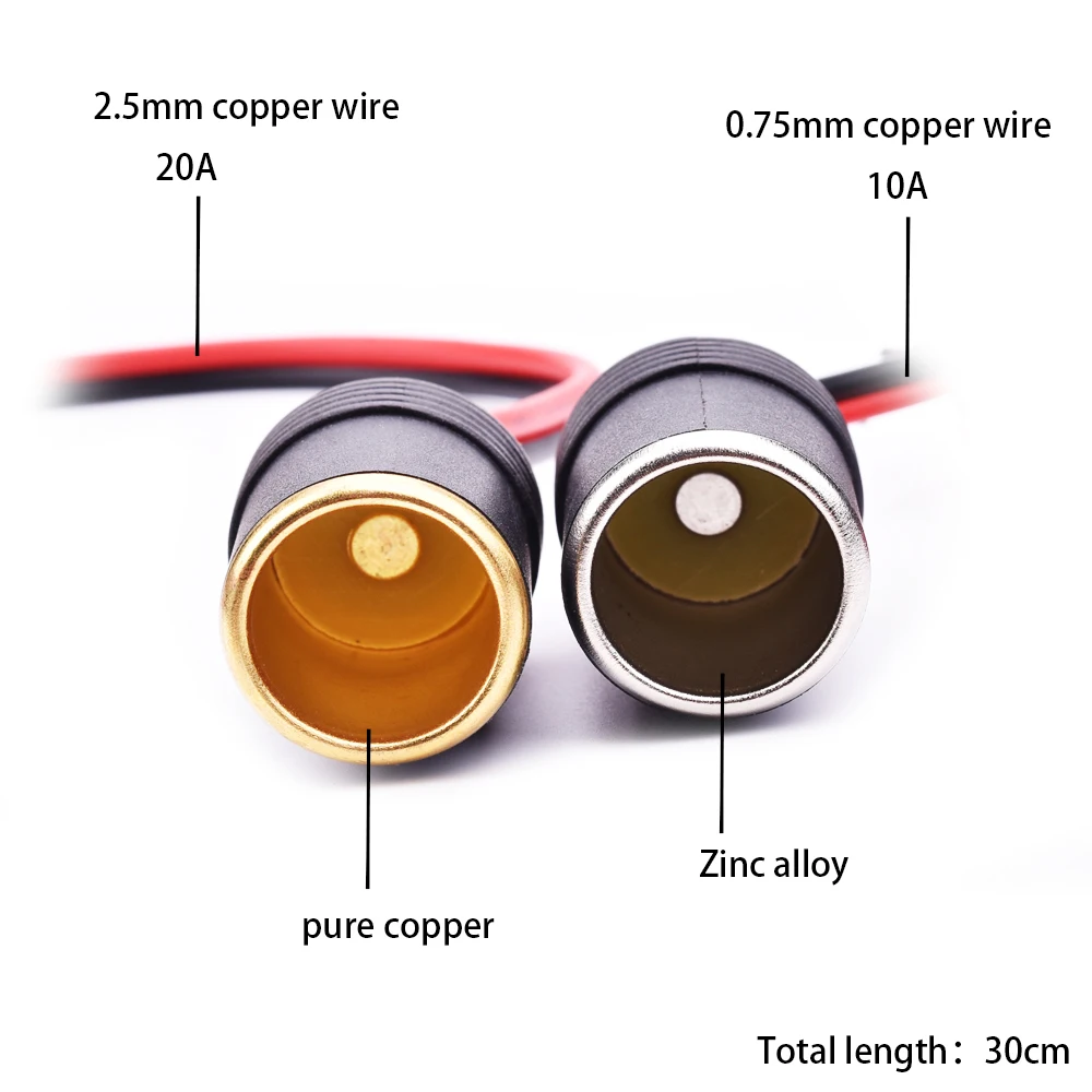 12V 20A Max 120W машинная Зажигалка для сигарет из чистой меди Зарядное устройство кабель женский разъем 2.5mmx2 провода автомобильные аксессуары
