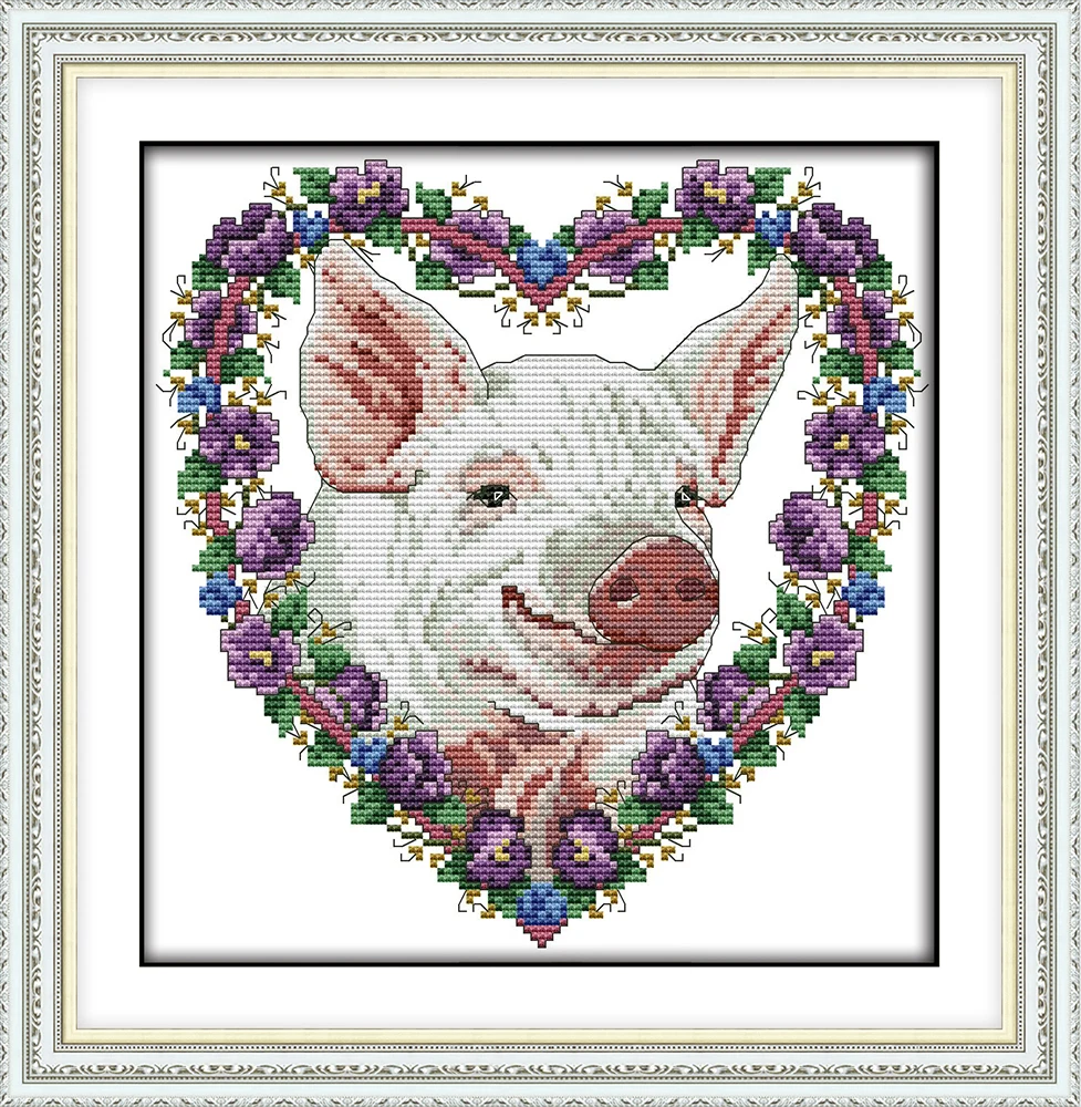 Cross-Stitch Kit Piggy and Wreath Home Decor Painting Embroidery Cross Stitch | Дом и сад