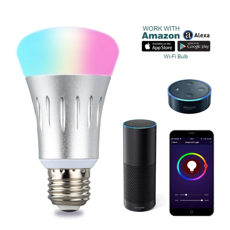 Умная WiFi лампочка 7 Вт RGB Волшебная лампа для пробуждения совместима с Alexa и Google home