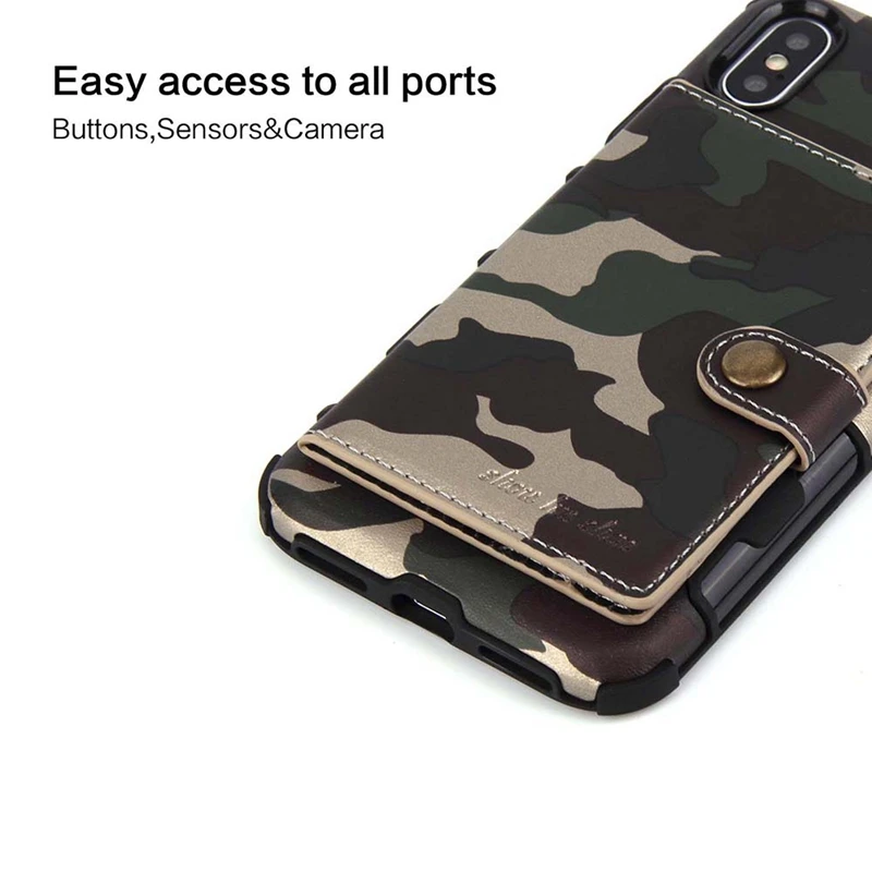 Army Camo Wallet Leather Case for iphone 7 8 XS Plus Camouflage Silicone Coque Cover For 6 6s plus Max X | Мобильные телефоны и