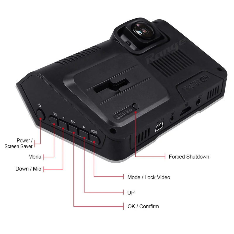 Range Tour Car Camera DVR Video Recorder B90s Auto Dashboard Full HD 1080P Dashcam 170 градусов 4 3 дюймовый экран Dash Cam