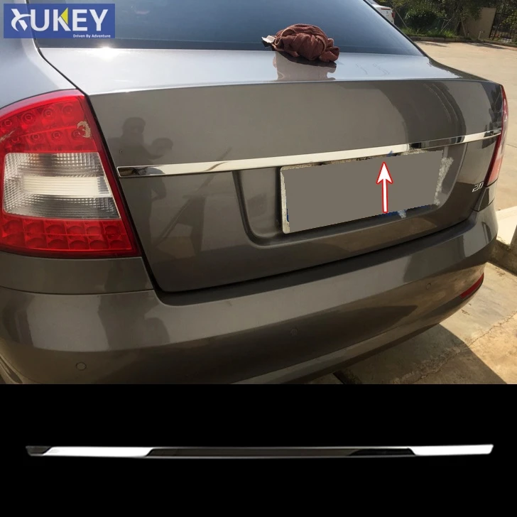 Подходит для Skoda Octavia 2004 2005 2006 2007 2008 2009 2010-2012 задний багажника двери отделка под давлением багажник хром крышка аксессуары