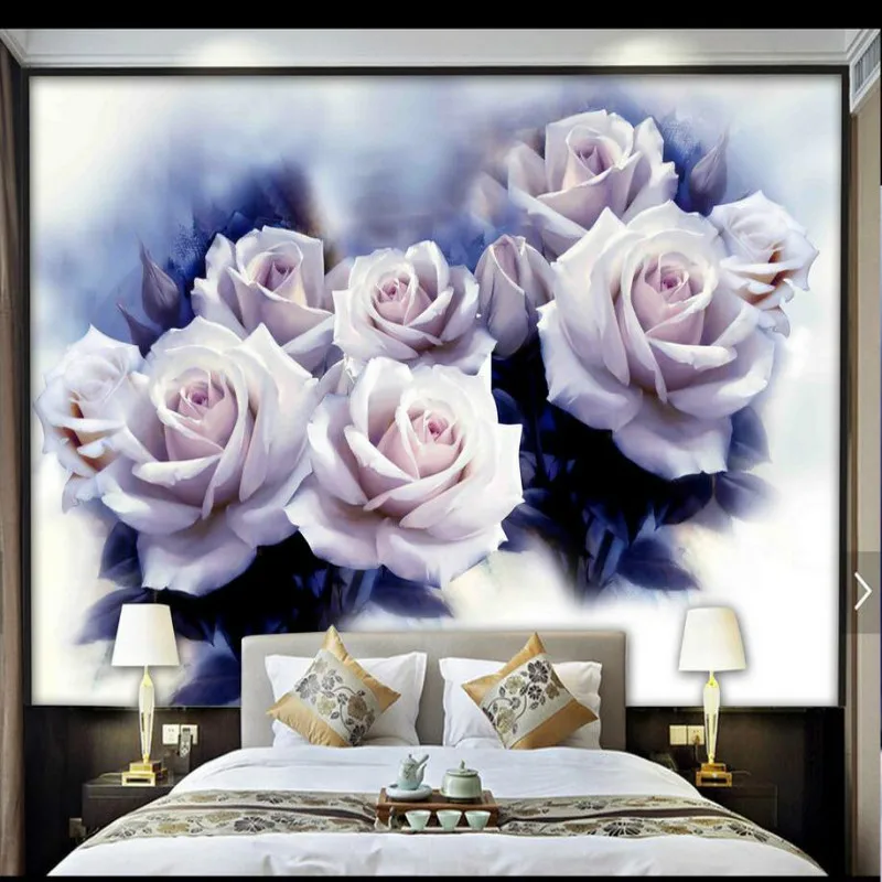 3D Wallpaper for Walls 3d Decorative Vinyl Wall Paper Background Painting Mural Wallpapers Beautiful White Rose Retro | Обустройство