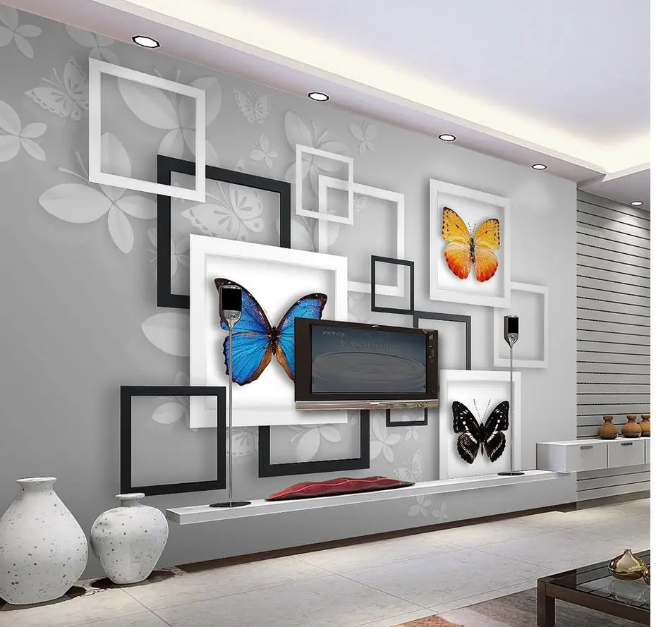 3D стереоскопические обои бабочка papel parede Настенные 3d фрески для гостиной|mural wallpaper