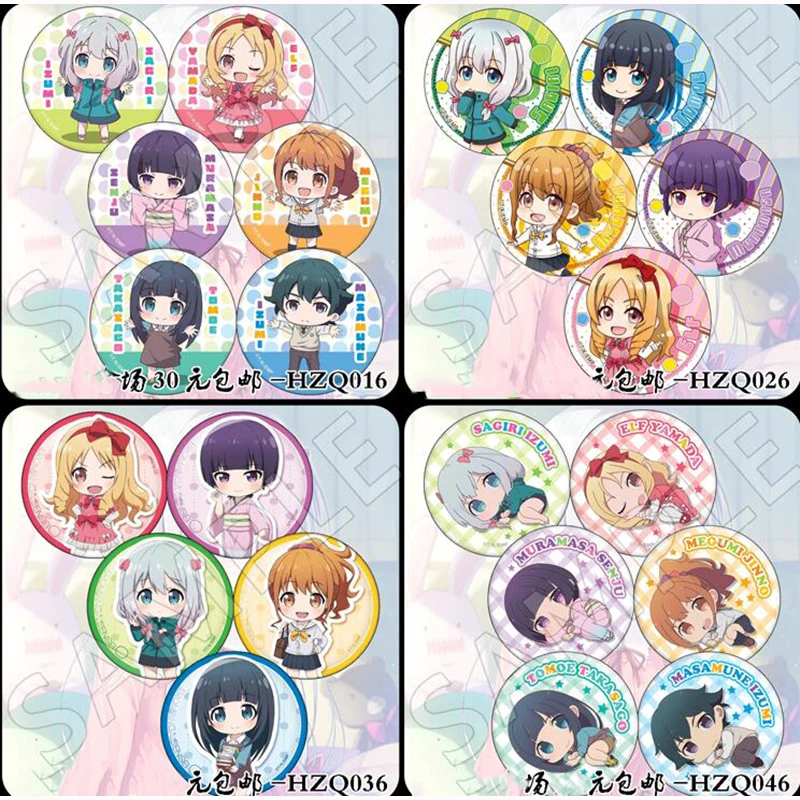 6 шт./компл. 58 мм Eromanga Sensei Masamune Yamada Elf Izumi Sagiri Jinno Megumi Badge Брошь на рюкзак значки