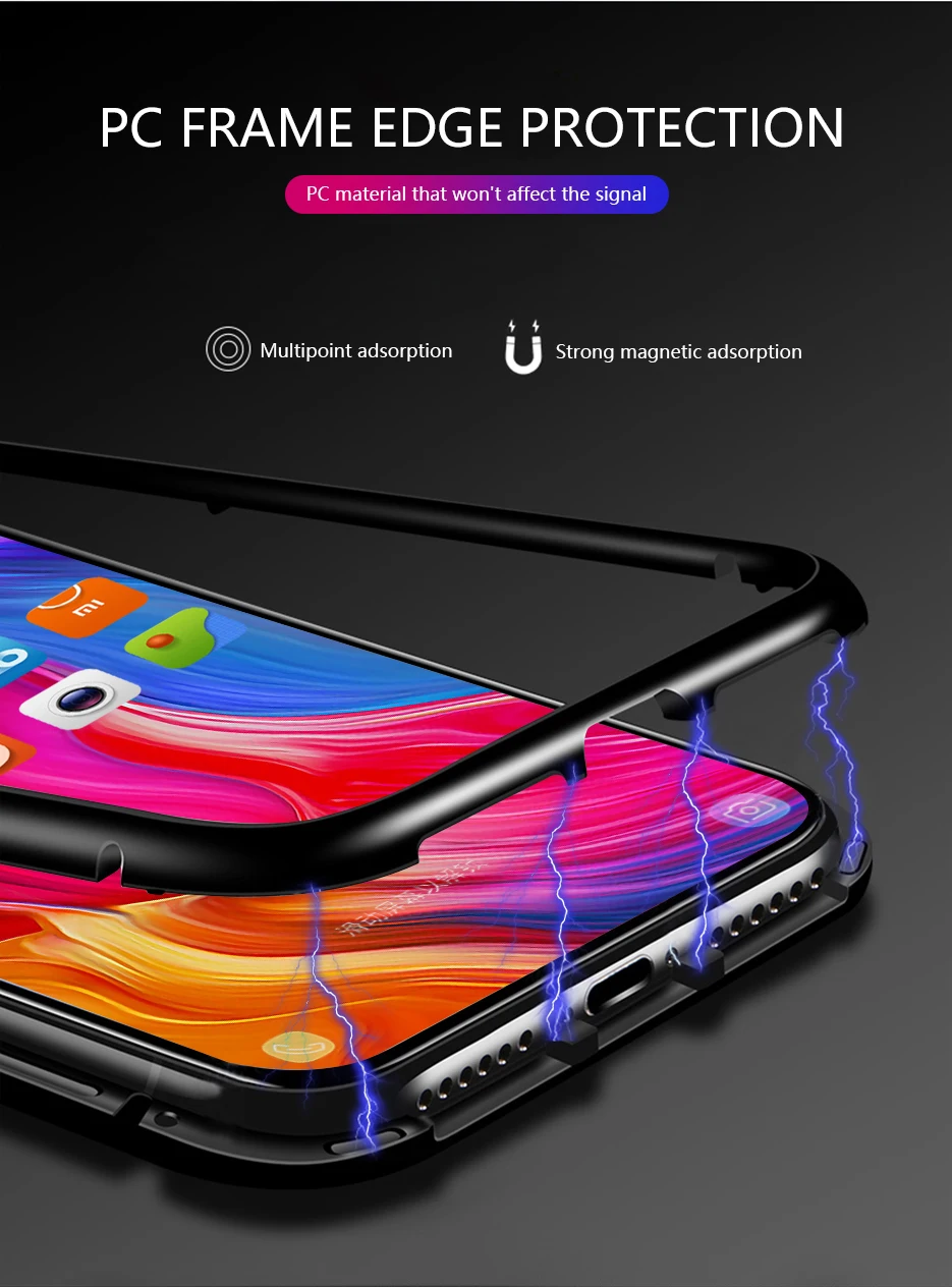 Металлический магнитный чехол для Xiaomi mi 8, закаленное стекло, магнитный адсорбционный чехол для mi 8 SE, стеклянная задняя крышка, бампер Xiaomi mi 8 Lite
