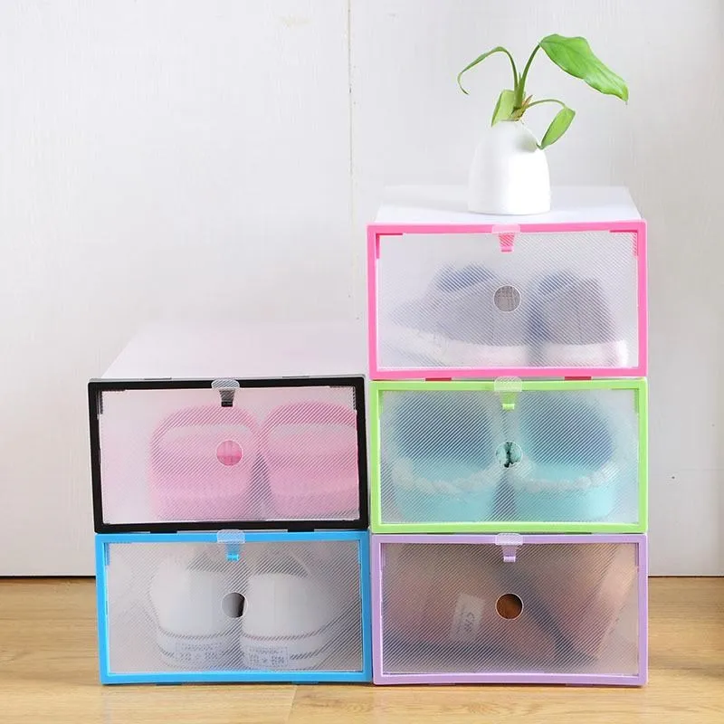 

hot sale shoe box Foldable Stackable Clear Plastic Drawer Case Organizer Box Holder Shoe Storage drop ship