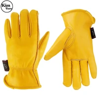 cowhide short full leather welders gloves wear resistant non slip golden driver gloves insulated labor protection welding glove