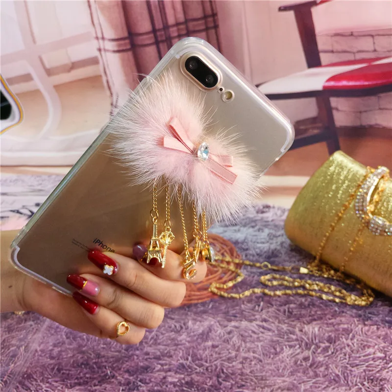 Роскошный милый чехол из меха норки LaMaDiaa для Samsung Note 9 8 10 S20Ultra S9 S8 S10 Plus мягкий с