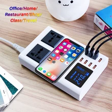 8 Ports QI wireless fast charger quick charge station led display mobile phone wall usb charger for iphone 6 7 8 7plus X xiaomi