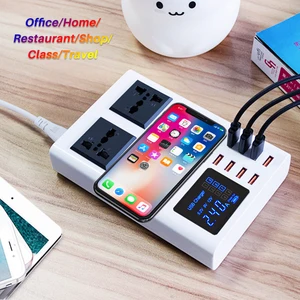 8 ports qi wireless fast charger quick charge station led display mobile phone wall usb charger for iphone 6 7 8 7plus x xiaomi free global shipping