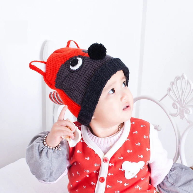 Детские шапки с рисунком лисы шапочки-бини для малышей вязаные крючком чепчик