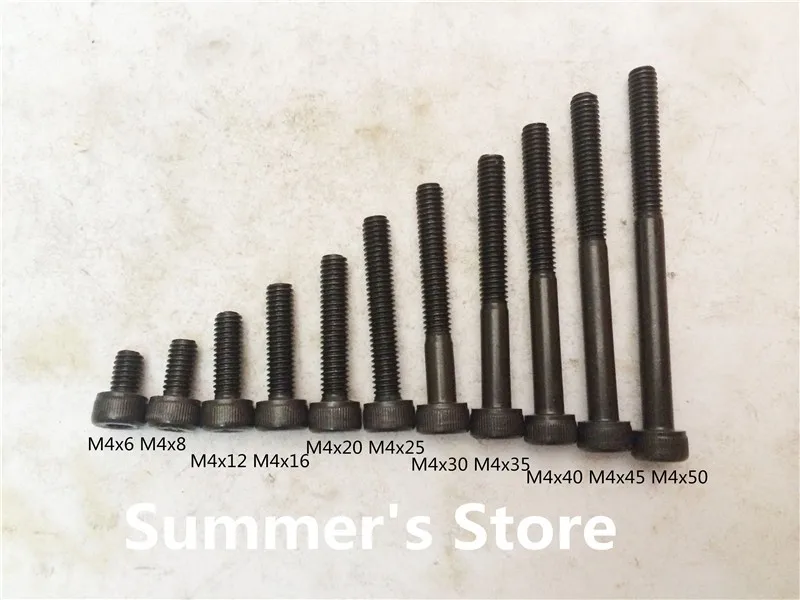 DIN912 с шестигранной головкой Кепки винт M1.6/M2/M3/M4* 2/3/4/5/6/8/10/12/16/20 Вт, 30 Вт, 40/50 мм черная отделка болт легированная сталь Винт Grade12.9