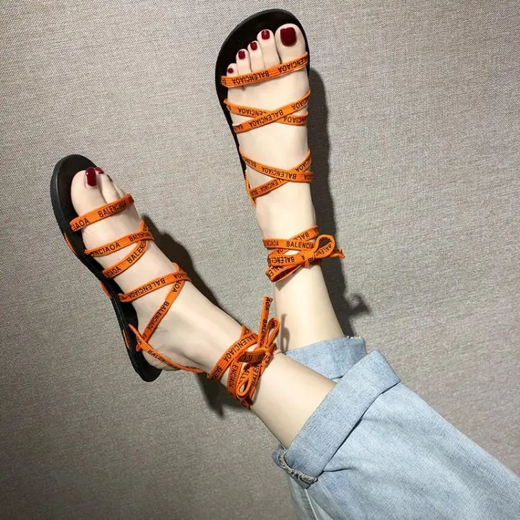 Women Flats Sandals Open Toe Jelly Shoes Summer Ladies Vintage Roman Buckle Strap Beach Woman | Обувь