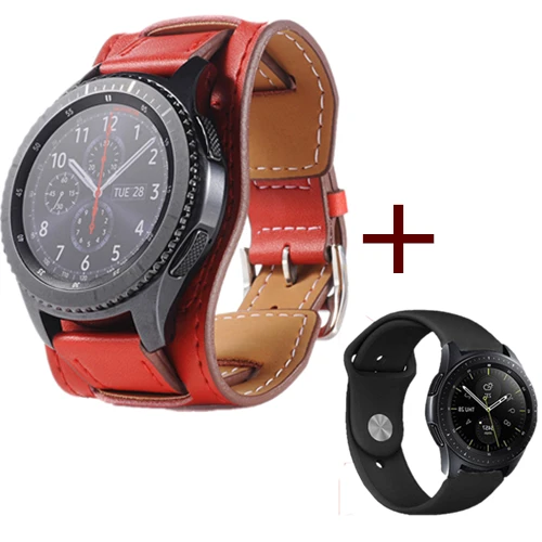Ремешок из натуральной кожи для samsung Galaxy Watch, 46 мм, 22 мм, браслет, кожаный ремешок для часов gear S3 Classic/Frontier - Цвет ремешка: Red