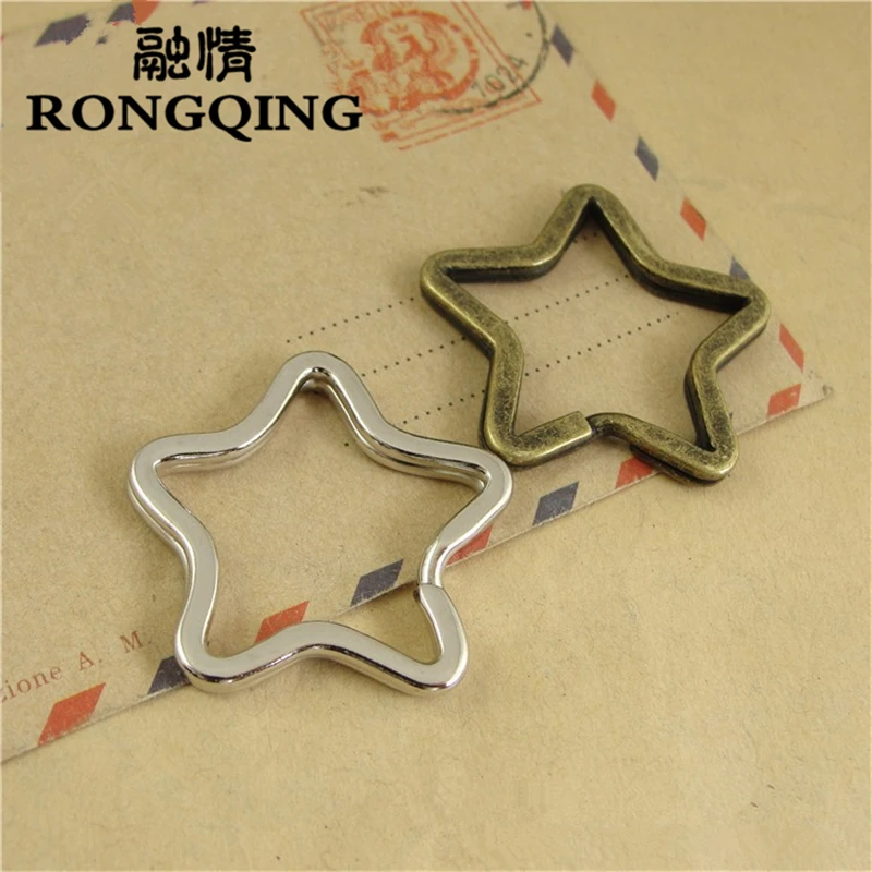 

RONGQING Diy 40pcs Keyring Split Ring 35*34MM Good Quality Key Ring For Keychain Making Sleutelhanger Five pointed star