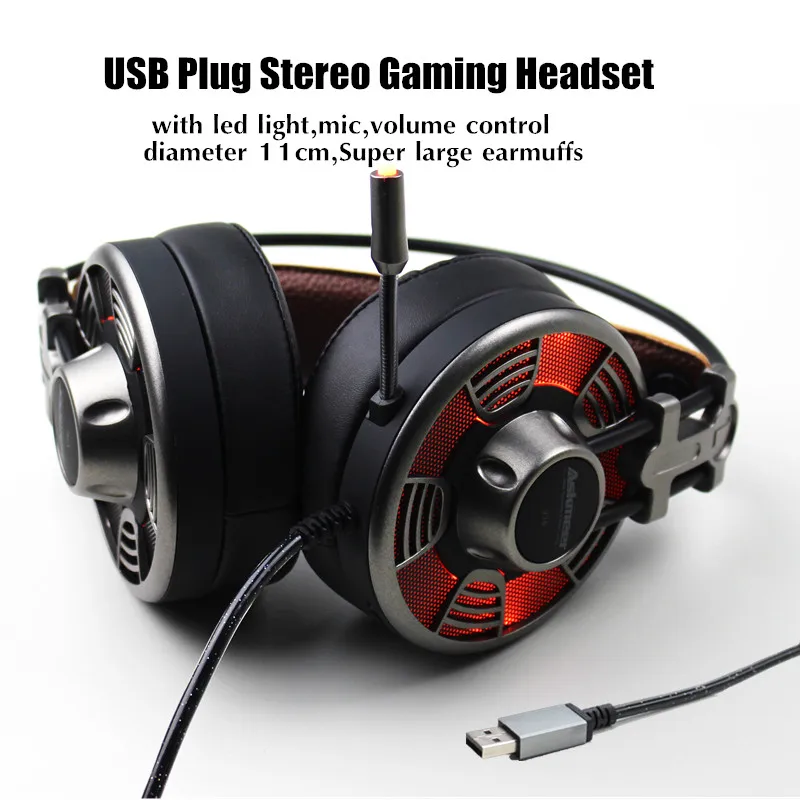 Askmeer V16 USB Профессиональный Стерео Игровые наушники с микрофонами светодио дный