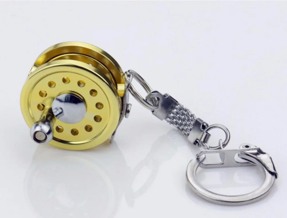 Wholesale 10pcs/lot Fishing Reel Key Chain Sports Father Day's Gifts Trolling Metal Keychain Ring Outdoor | Украшения и