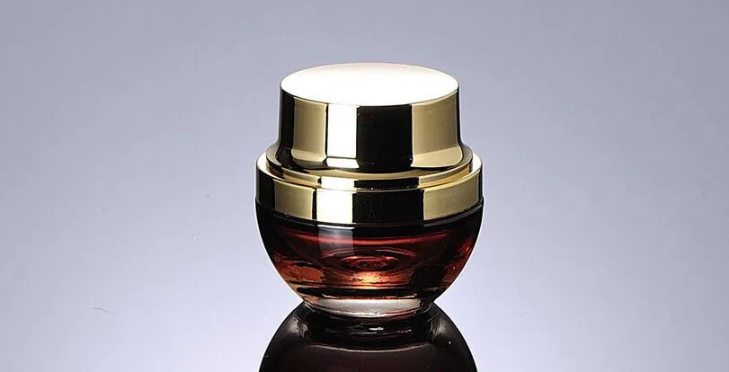 

20G red glass cream jar Portable Cosmetic container Bottle w golden cap Moisturizer Sample Container-Empty Pot Travel Skin Care