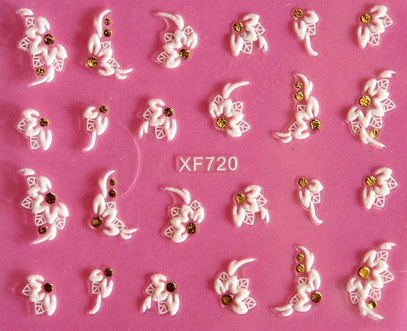 720 Дизайн ногтей искусство Стикеры s задняя клей 3D Белый Nail Стикеры s наклейки украшения для ногтей Стикеры находить полезные советы и само-клейкие переводные наклейки - Цвет: 720