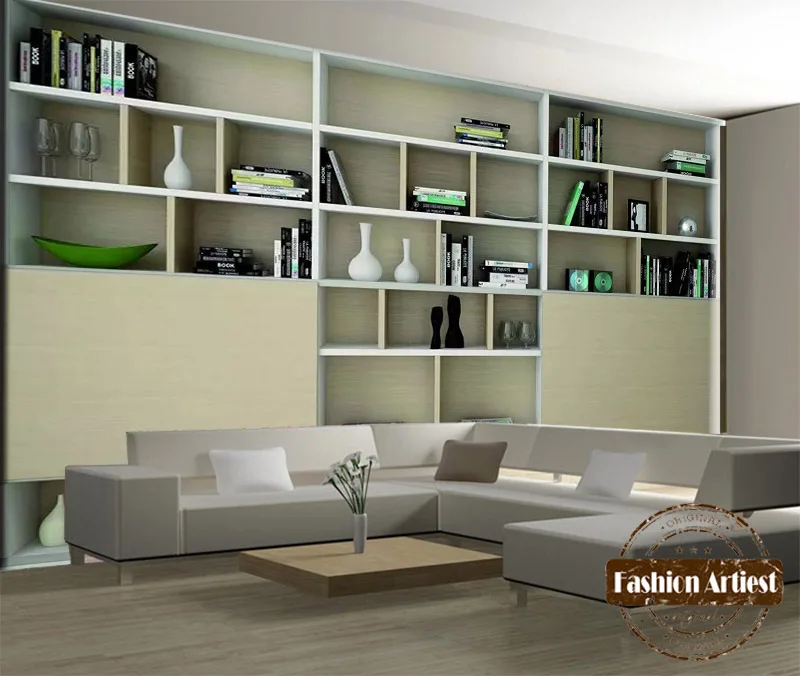 Современные 3d обои на заказ книжный чехол шкаф диван спальня гостиная кафе бар