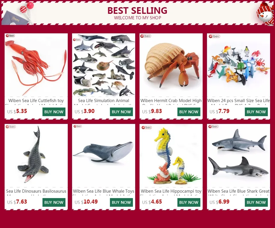 Wiben Sea Life Краб модель животного ПВХ фигурки героев, развивающие Рождественский подарок для детей