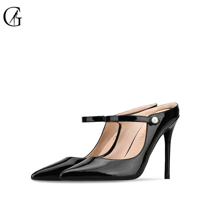 

GOXEOU Women's Pumps Patent Leather Slingbacks Pearl High Heels Party Sexy Nightclub Fashion Office Lady Shoes Size 32-46