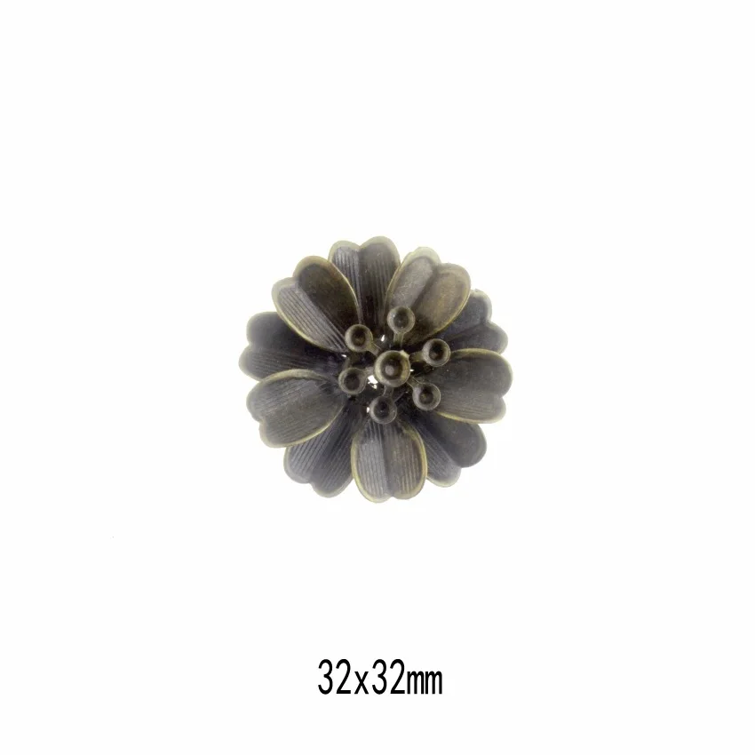 Flower-14 2 шт. античная бронза/белый K филигранные цветочные обертки разъемы украшения ремесла подарок украшения DIY - Цвет: Flower-14