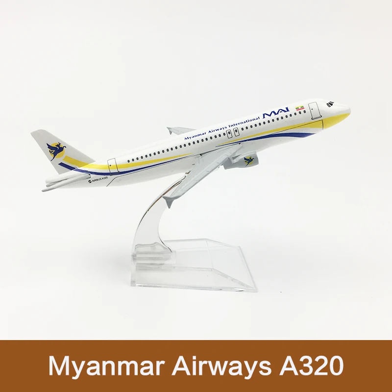 16cm Myanmar Airlines Airplane Model A320 Metal Diecast Aviation MAI International Airways Aircraft Scale Toys 1:400 |