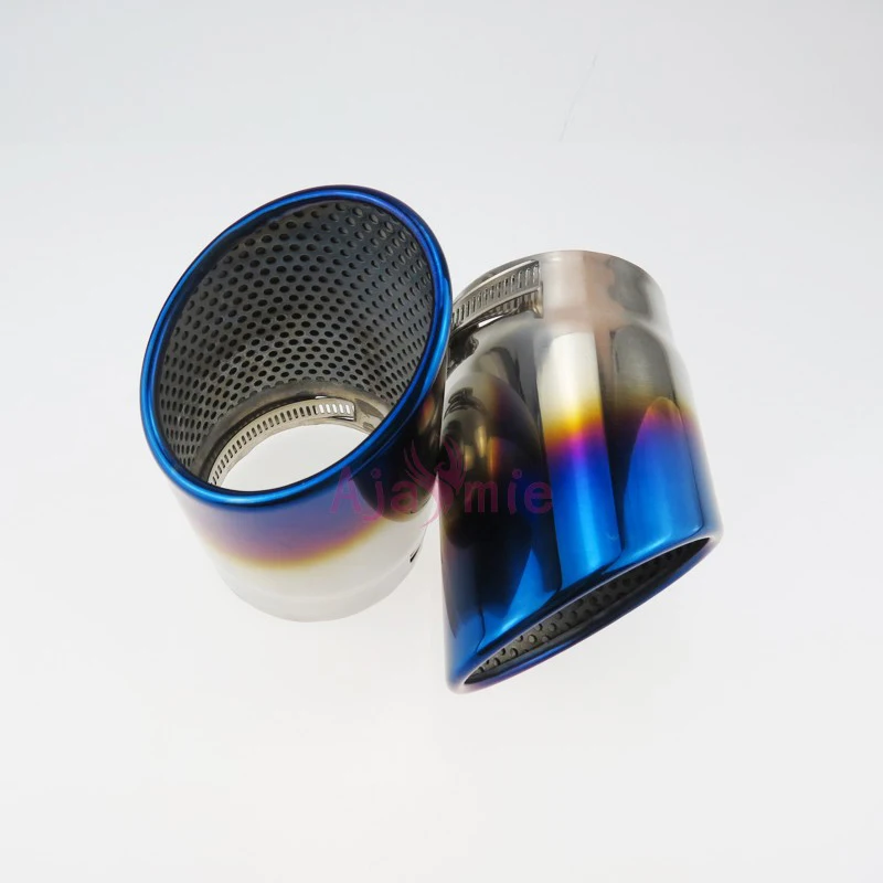 Глушитель выхлопной трубы наконечник синий цвет нержавеющая сталь