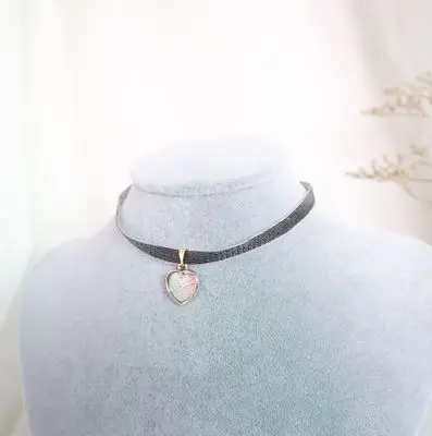 D Двойное сердечко, любовь, ожерелье для женщин, кружевное бархатное короткое ожерелье с ключицей, модное ювелирное изделие, милое ожерелье с подвеской для девочек - Окраска металла: D