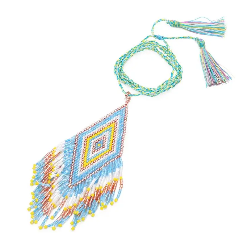 Necklace-skyblue Джой богемное платье макси заявление ожерелье Цепочки и ожерелья Для женщин в этническом стиле, с бахромой, ювелирное изделие колье Boho винтажный чокер Мода ожерелье от сглаза - Окраска металла: Necklace-skyblue
