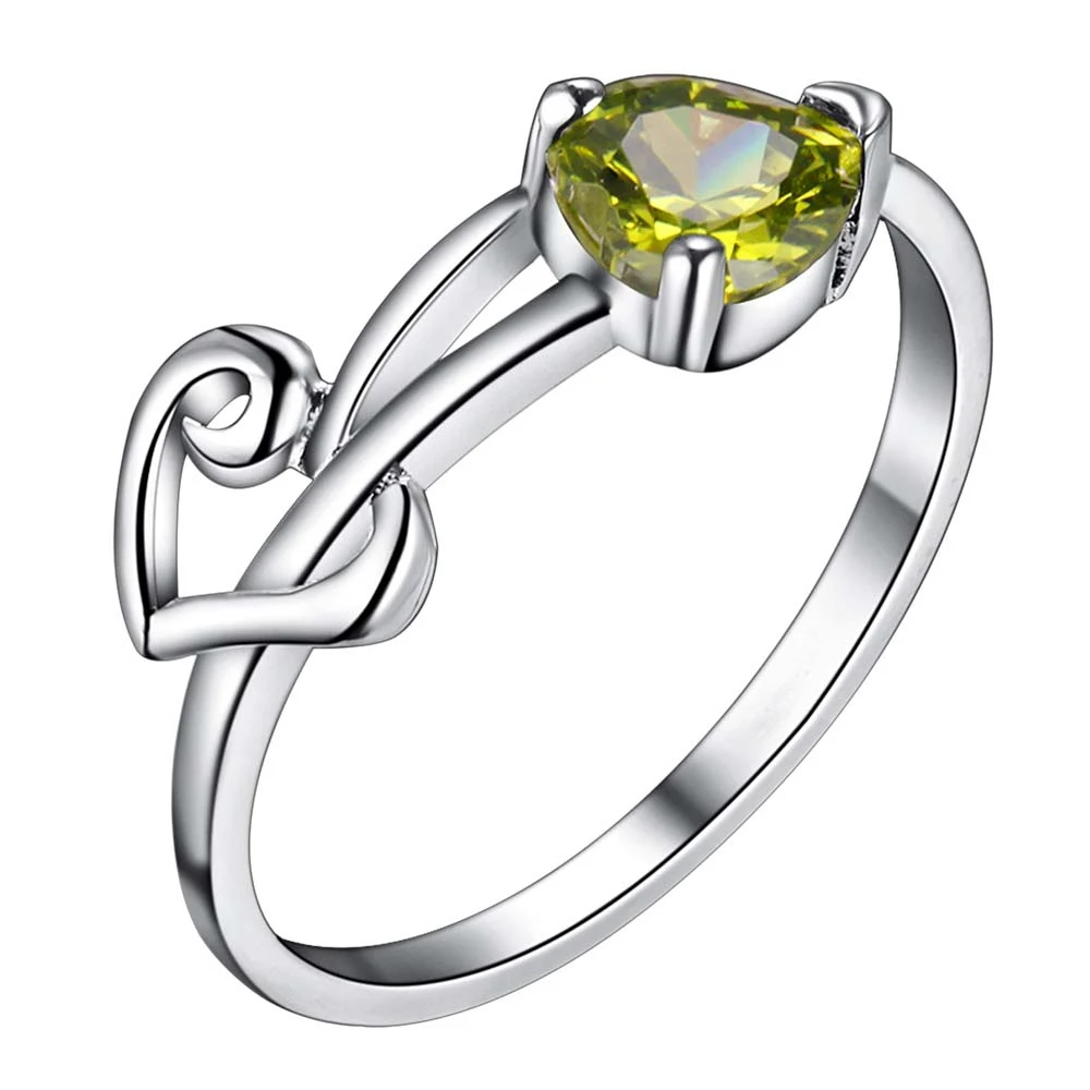 Серебряное кольцо с темно-зеленым Цирконом love heart модное серебряное ювелирное
