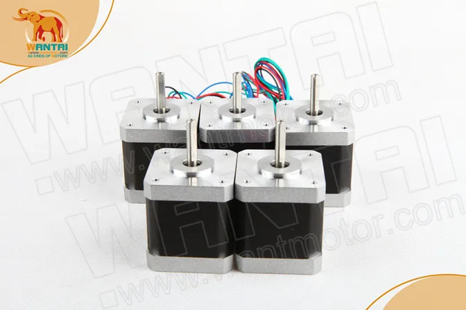 

Новое поступление! 5 шт., шаговый двигатель Wantai Nema17 42BYGHW609P1, одинарный плоский, 4000 г, см, 40 мм, 1,7a, 4-проводной вал для 3D-принтера