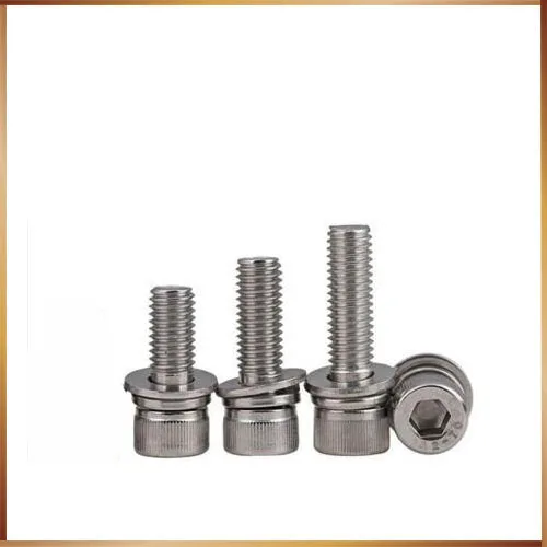 

Free shipping 100 pcs M3 12mm M3*12mm 304 Stainless Steel Inner Hex Bolt Hexagon Socket Lock Washer Sems Assembly Screw