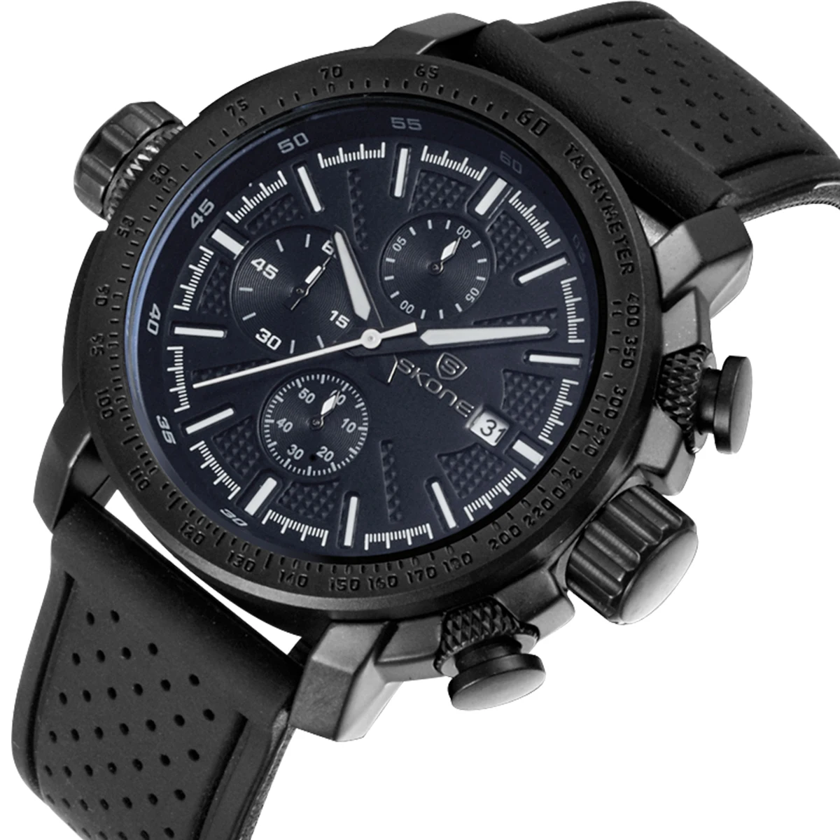 Мужские многофункциональные часы SKONE спортивные с силиконовым ремешком и