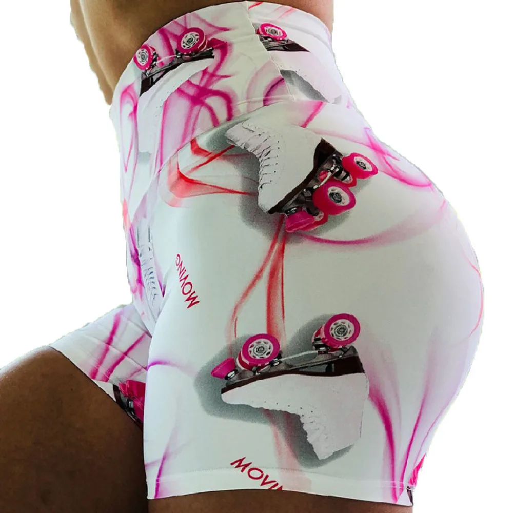 Женские шорты для йоги с цифровой печатью высокой талией быстросохнущие фитнеса