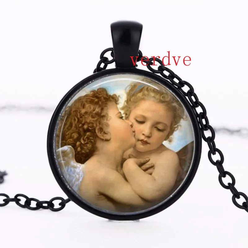 1 шт./лот кулон с логотипом The First Kiss Angels ожерелье крыльями ангела от William Adolphe Bouguereau