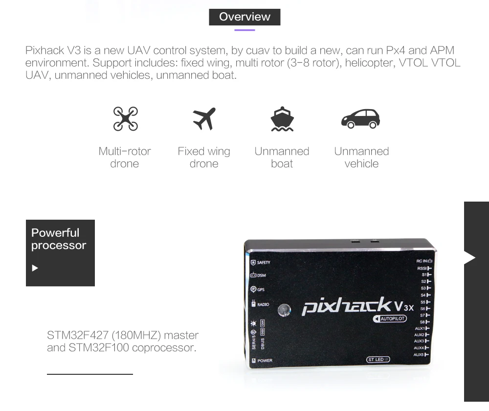 CUAV Горячая PIXHACK V3X автопилот Контроллер полета для FPV RC Квадрокоптер вертолет Дрон Запчасти Прямая поставка