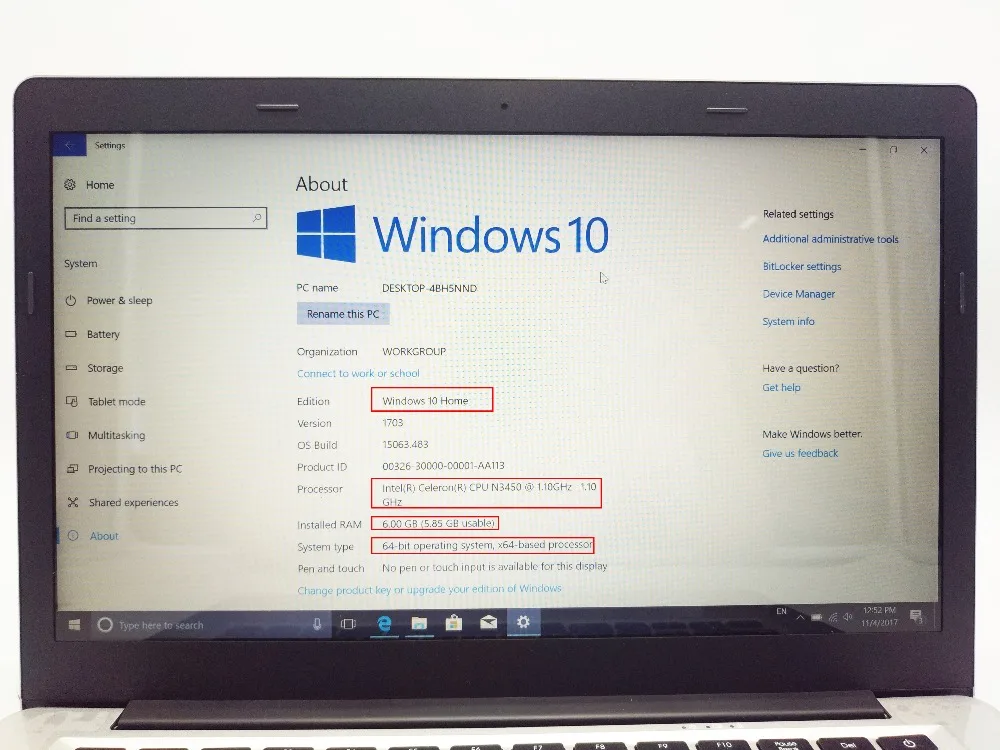 Металлический 14 дюймов Windows 10 портативных компьютеров PC в тел Celeron n3450 1.1 ГГц 4 ядра