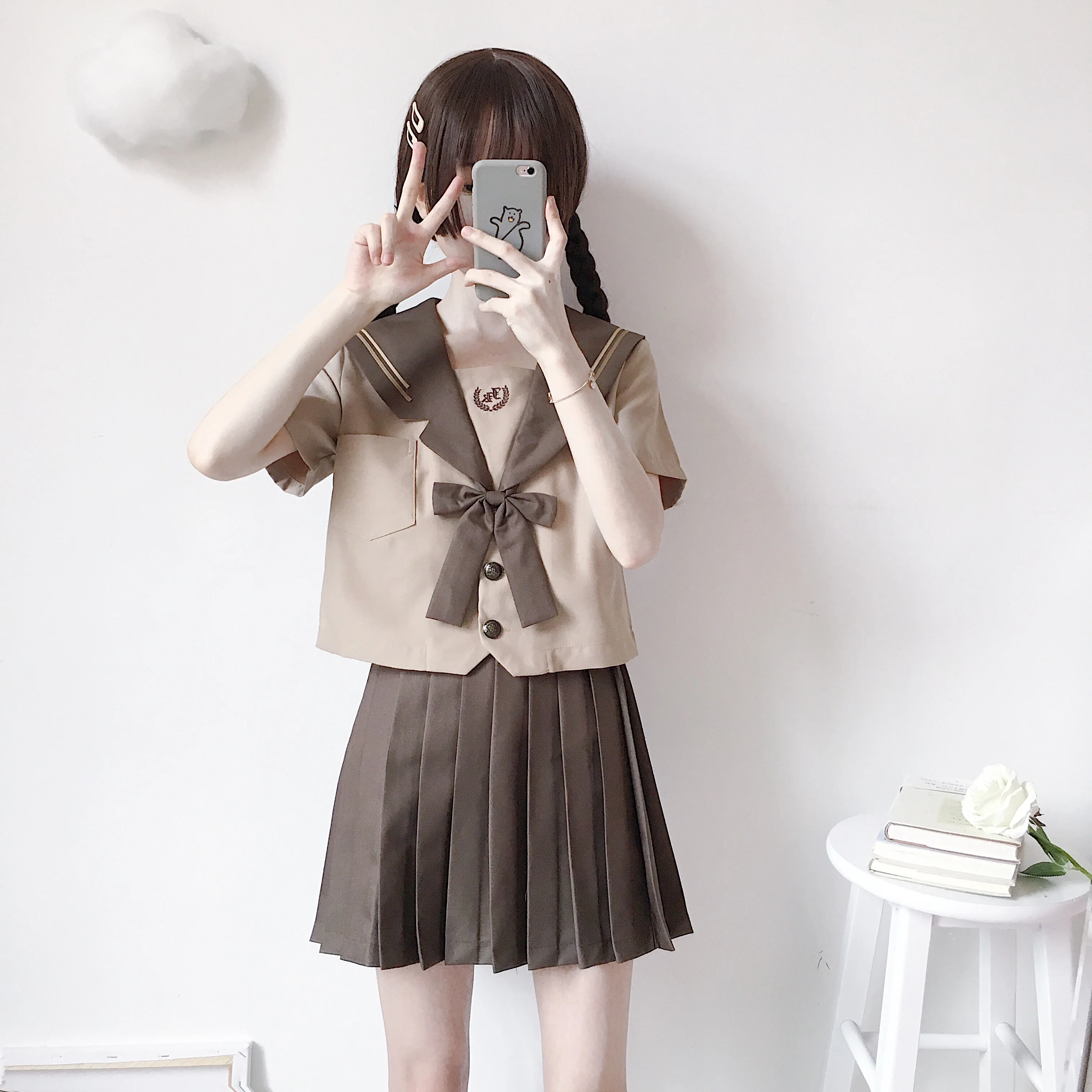 Японская Униформа морской моряк костюм для женщин Кансай студентов с длинным