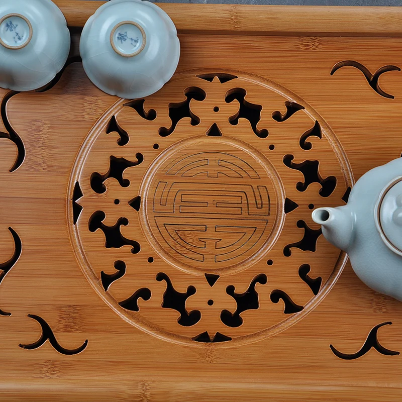 [GRANDNESS] Kong Ming Солнечный круг Бамбук Gongfu поднос для подачи чая 49*29 см бамбуковый чайный столик китайский чайный набор бамбуковый чайный поднос