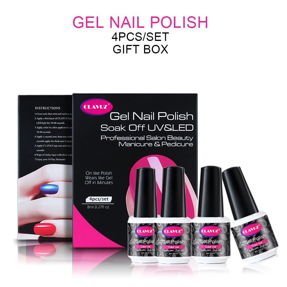 CLAVUZ 4 шт./лот УФ набор гель лаков для ногтей Paintig Gellak одноцветная Светодиодная