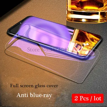 Anti blue-ray 2 шт Полное закаленное стекло для Xiaomi Redmi Note 7 8 Pro Полное покрытие экрана Защитная пленка для Redmi note 8 7 Pro стекло - Цвет: Anti blue-ray