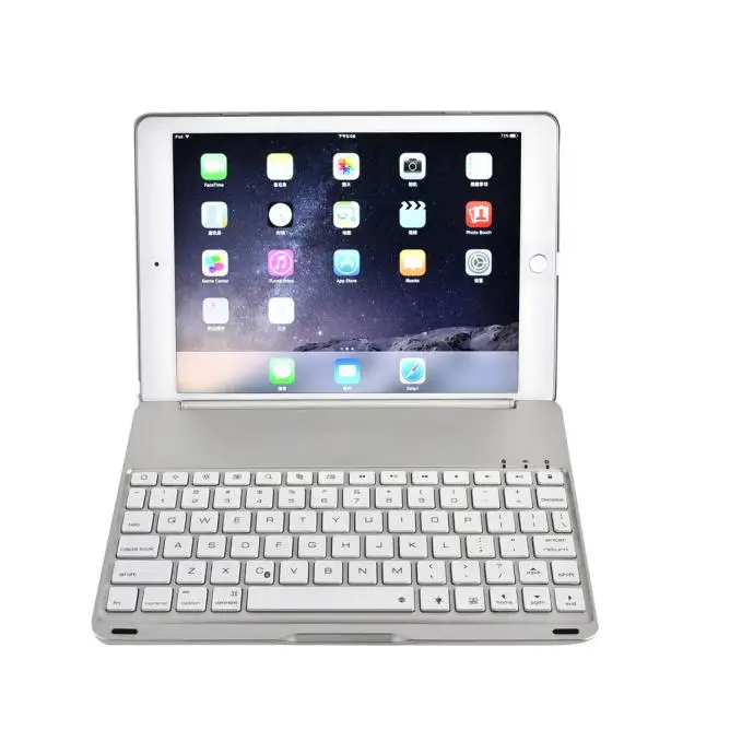 OMESHIN bluetooth-клавиатура с подсветкой, умный чехол-книжка, для iPad Pro 9,7 дюймов, мини Bluetooth клавиатура с сенсорной панелью 118A - Цвет: GY